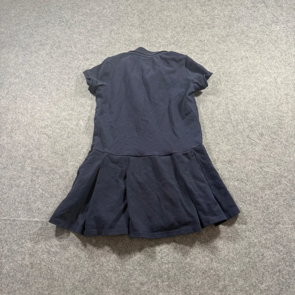 Lands End Polo Dress Girls Size 5 Navy Blue Excellent Pleated School Uniform